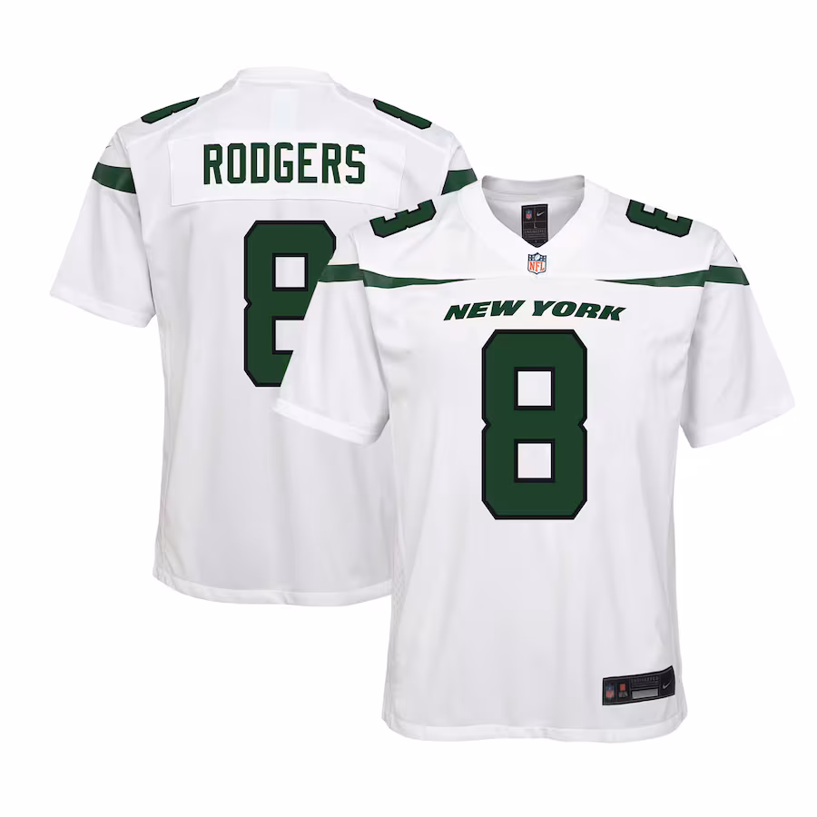 Youth New York Jets Aaron Rodgers Nike White Game Jersey - ujerseystore