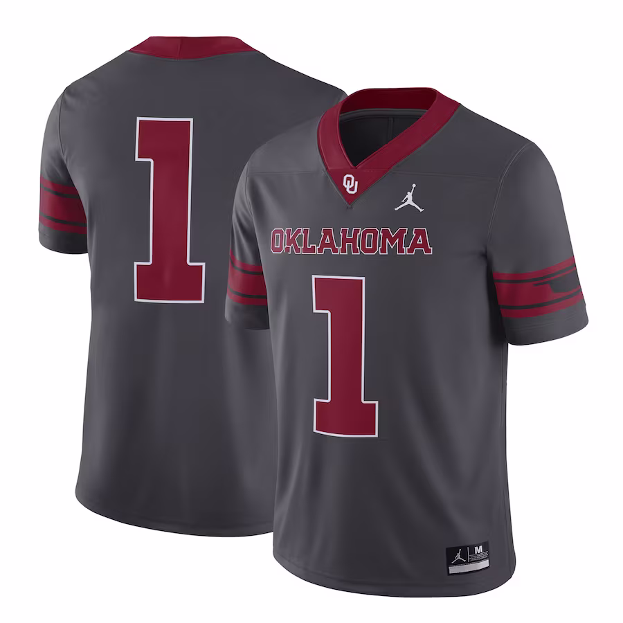 #1 Oklahoma Sooners Jordan Brand Alternate Game Jersey - Anthracite - ujerseystore