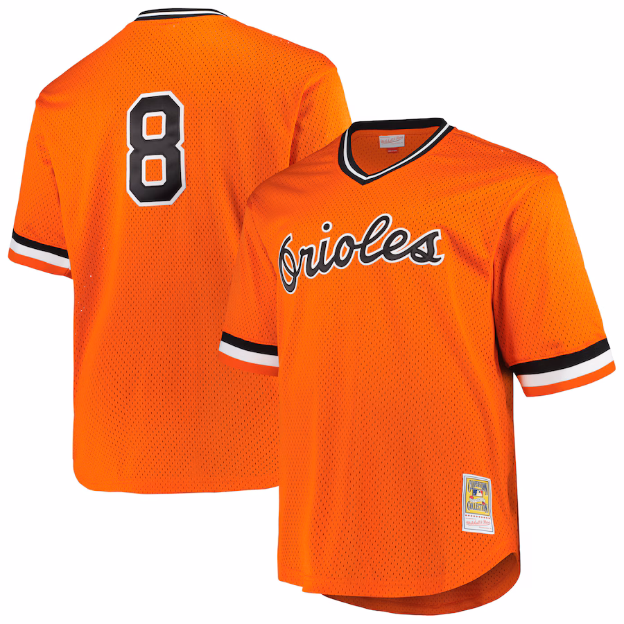 Men's Baltimore Orioles Cal Ripken Jr. Profile Orange Big & Tall Cooperstown Collection Mesh Batting Practice Jersey - ujerseystore