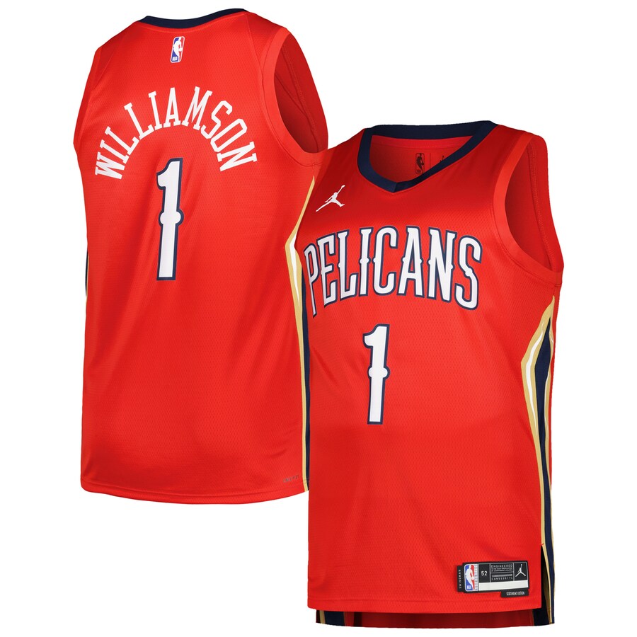 Men's New Orleans Pelicans Zion Williamson Jordan Brand Red Swingman Player Jersey - Statement Edition - ujerseystore