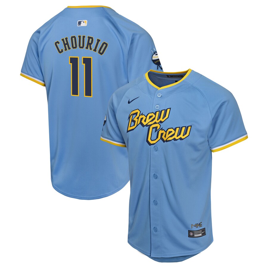 Youth Milwaukee Brewers Jackson Chourio Nike Powder Blue City Connect Limited Player Jersey - ujerseystore