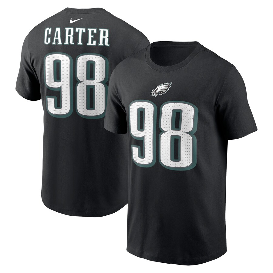 Men's Philadelphia Eagles Jalen Carter Nike Black Player Name & Number T-Shirt - ujerseystore