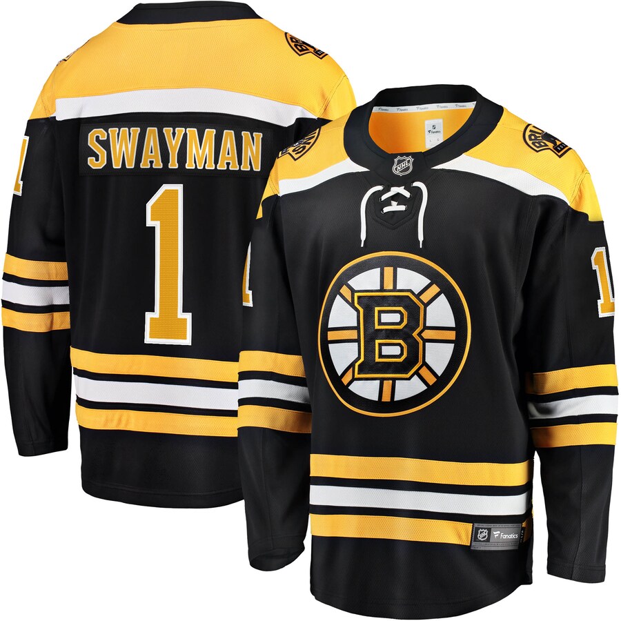 Men's Boston Bruins Jeremy Swayman Fanatics Branded Black 2017/18 Home Breakaway Replica Jersey - ujerseystore