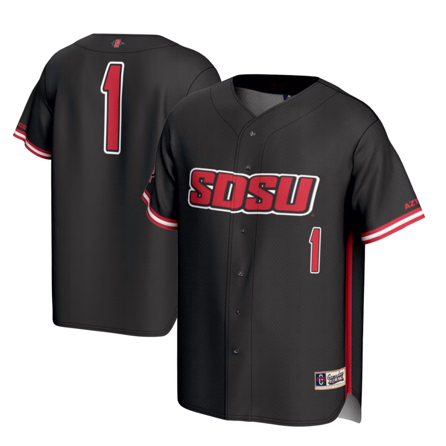 #1 San Diego State Aztecs GameDay Greats Youth Lightweight Baseball Fashion Jersey - Black - ujerseystore