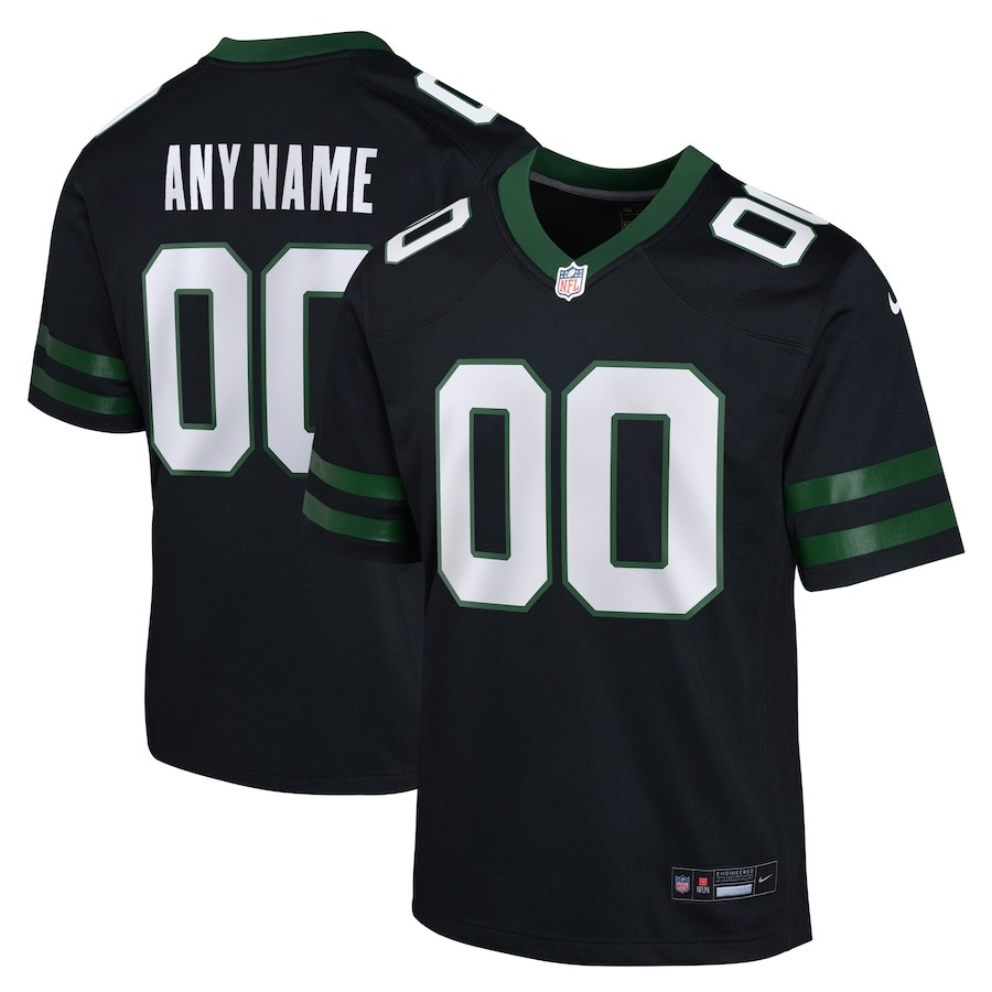 Youth New York Jets  Nike Legacy Black Alternate Custom Game Jersey - ujerseystore