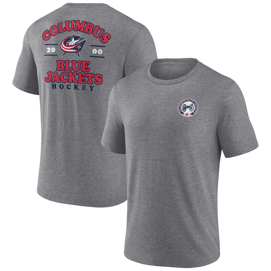Men's Columbus Blue Jackets Fanatics Heather Gray Winger Tri-Blend T-Shirt - ujerseystore