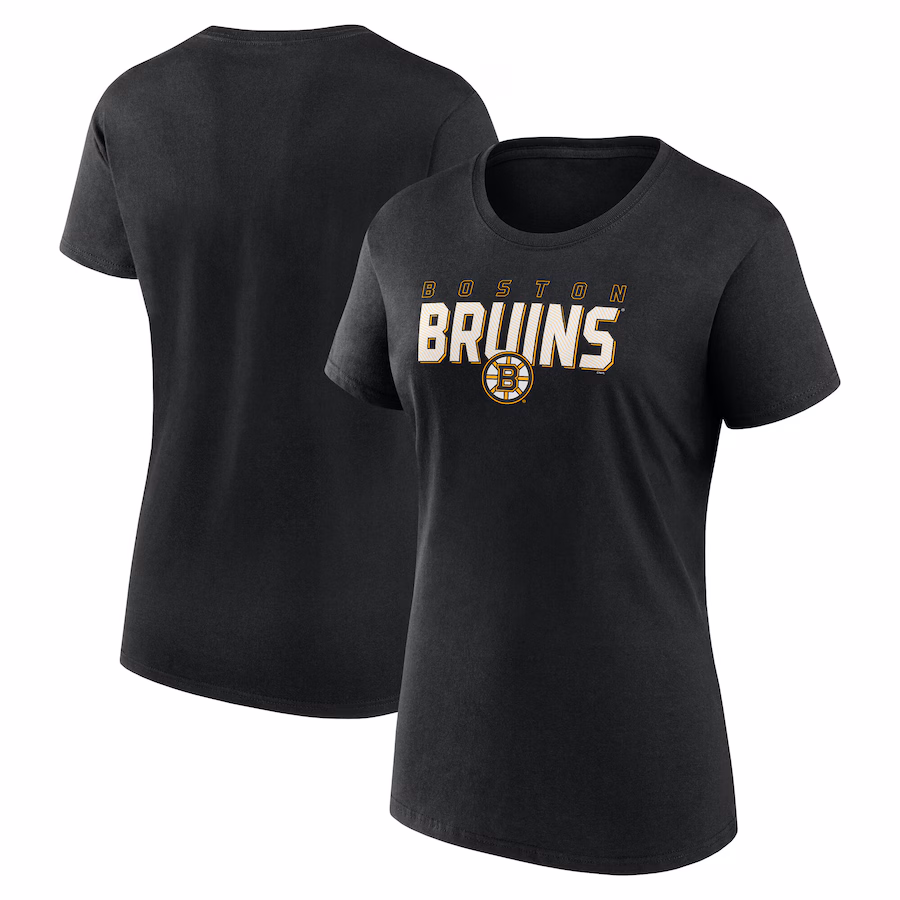 Women's Boston Bruins Black Launch Scoop Neck T-Shirt - ujerseystore