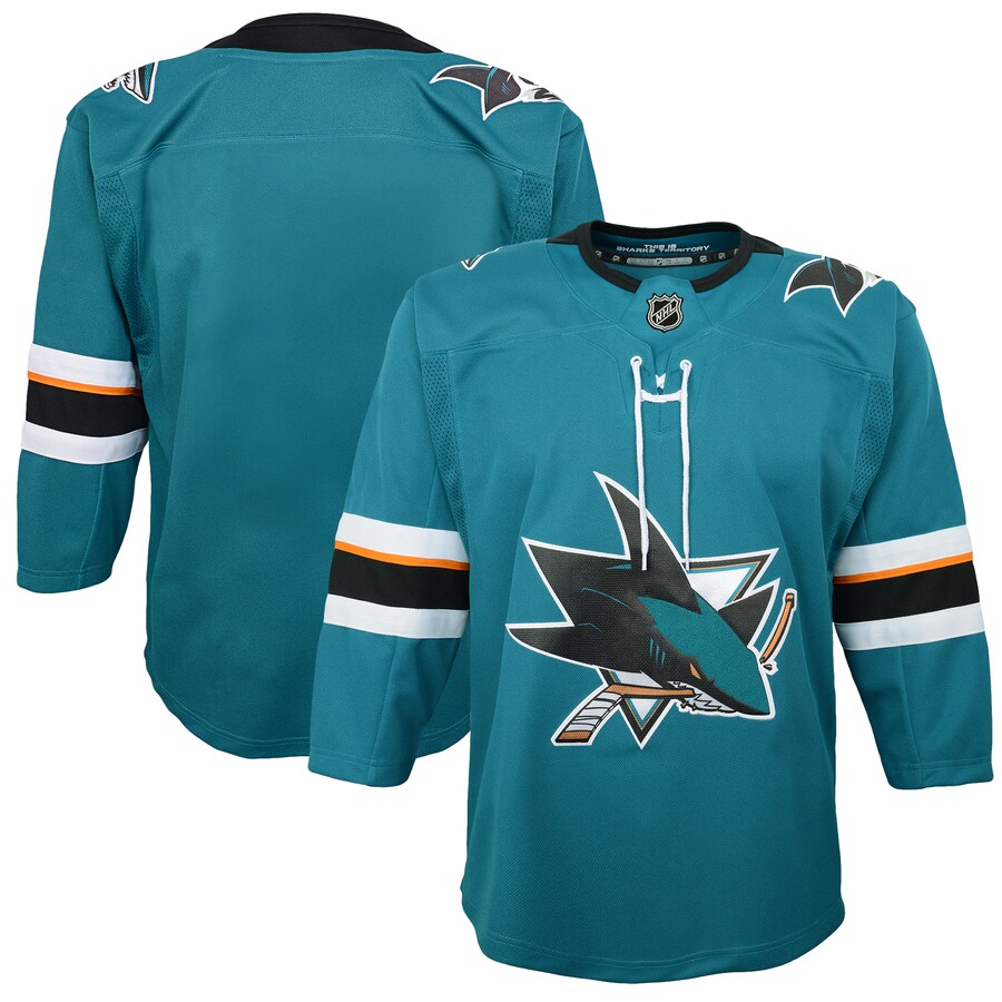 Youth San Jose Sharks Teal Home Premier Blank Jersey - ujerseystore