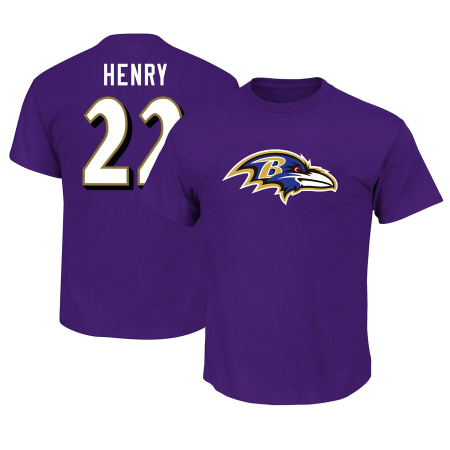 Men's Baltimore Ravens Derrick Henry Fanatics Purple Big & Tall Name & Number T-Shirt - ujerseystore