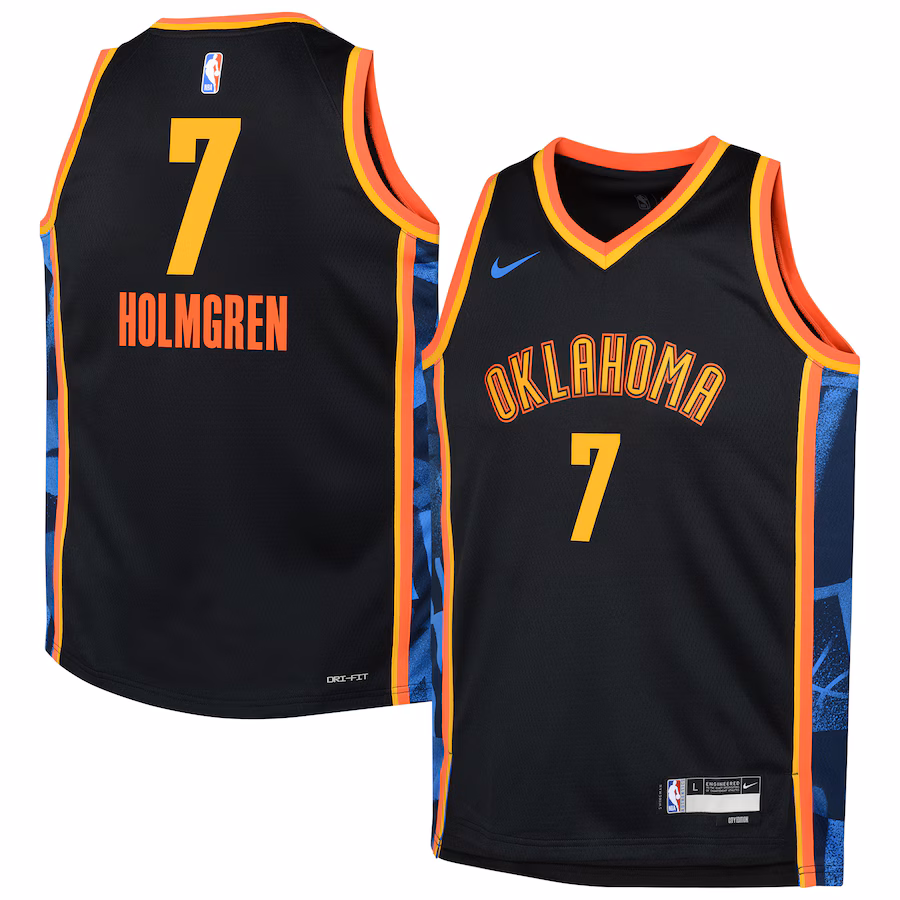 Youth Oklahoma City Thunder Chet Holmgren Nike Black 2024/25 Swingman Player Jersey - City Edition - ujerseystore