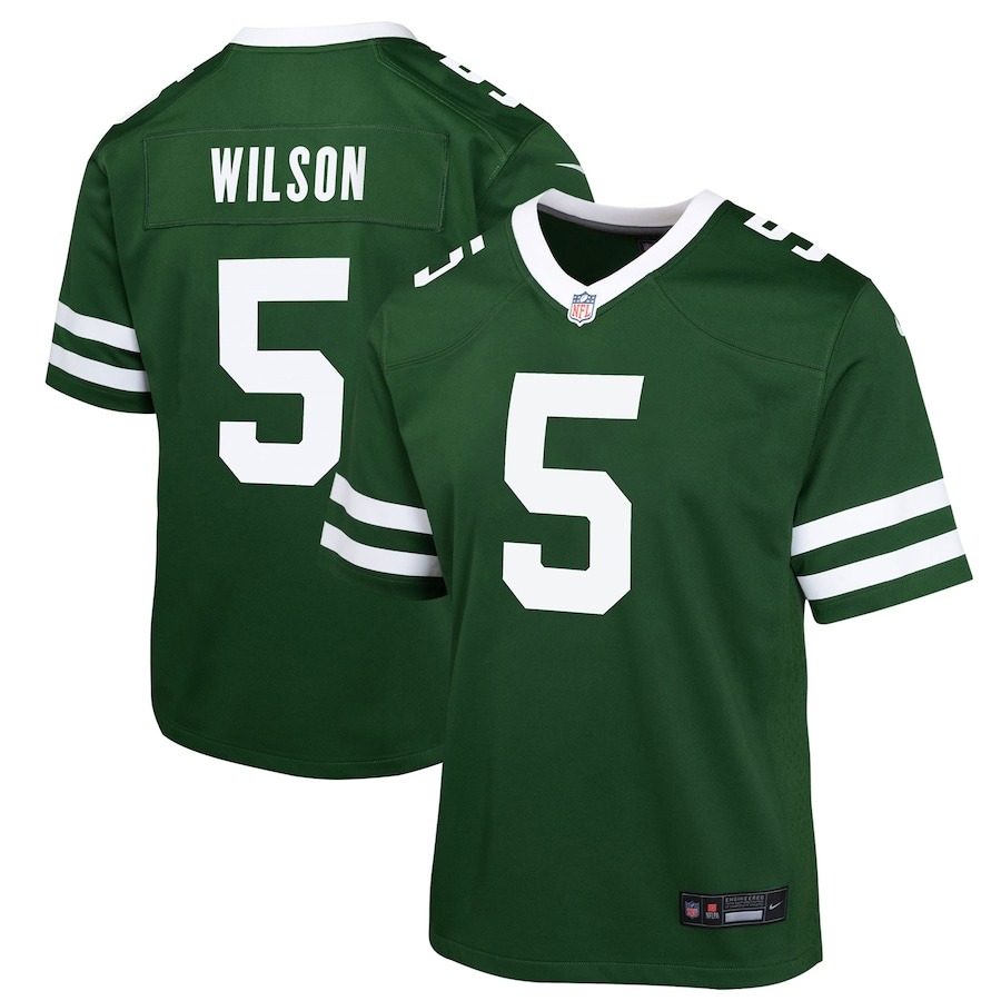 Youth New York Jets Garrett Wilson Nike Legacy Green Game Jersey - ujerseystore
