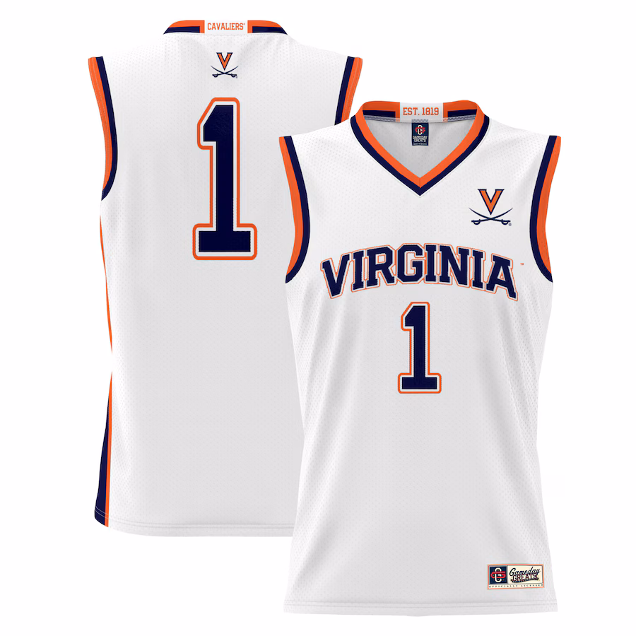 #1 Virginia Cavaliers GameDay Greats Youth Lightweight Basketball Jersey - White - ujerseystore