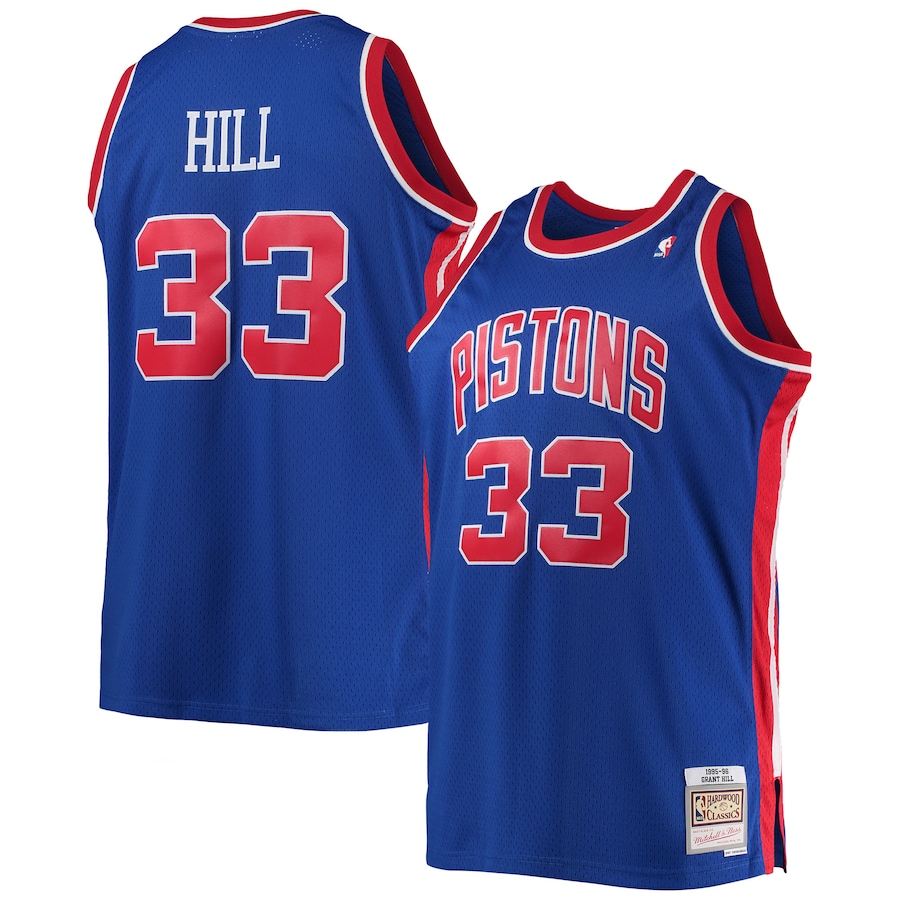 Men's Detroit Pistons Grant Hill Mitchell & Ness Blue 1995/96 Big & Tall Hardwood Classics Swingman Jersey - ujerseystore