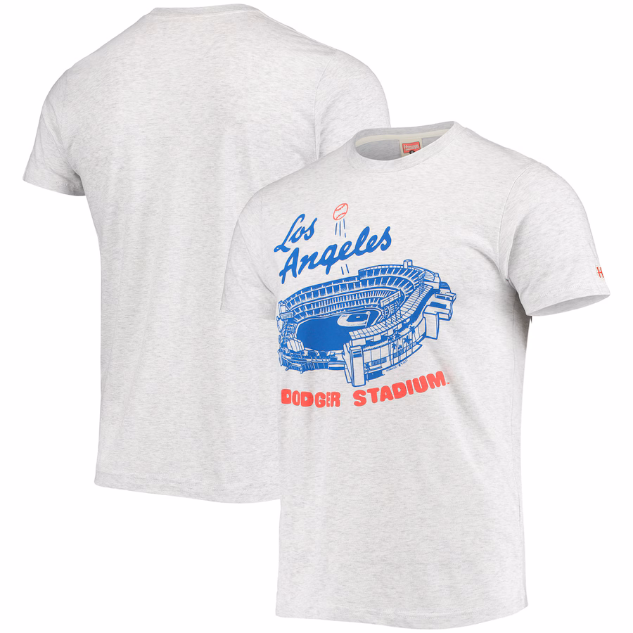 Men's Los Angeles Dodgers Homage Gray Dodger Stadium Tri-Blend T-Shirt - ujerseystore