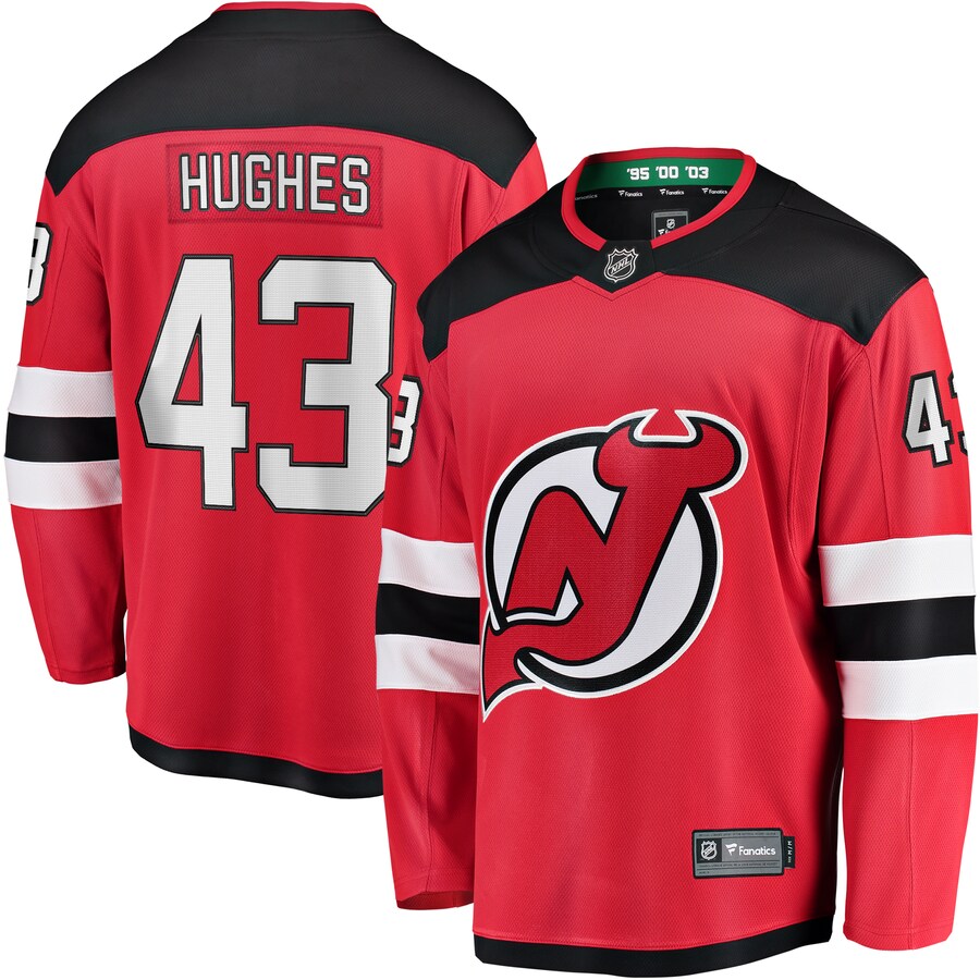 Men's New Jersey Devils Luke Hughes Fanatics Branded Red Home Breakaway Player Jersey - ujerseystore