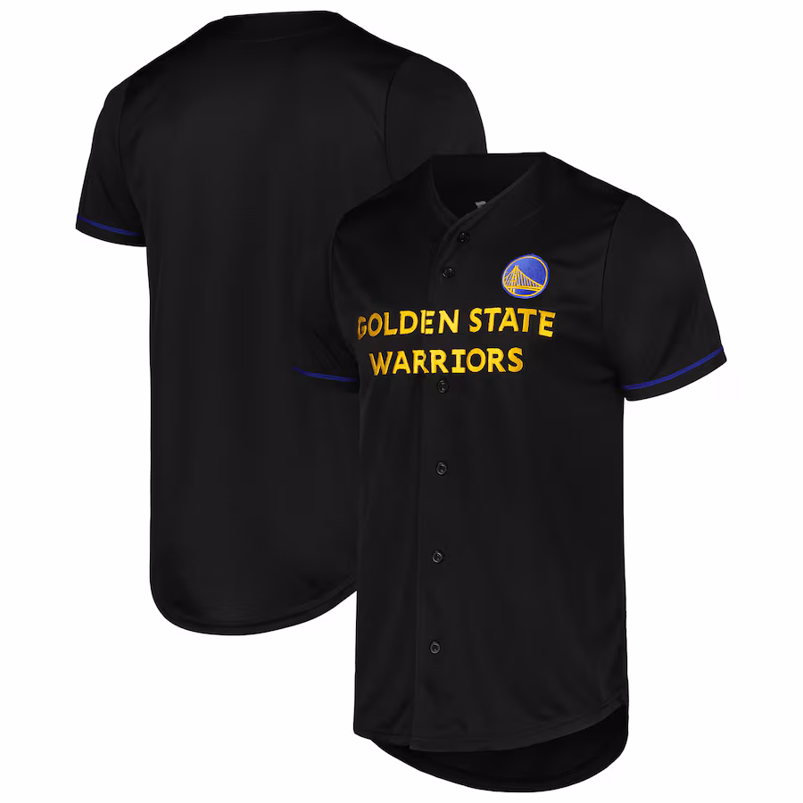 Men's Golden State Warriors Fanatics Black Pop Baseball Jersey - ujerseystore