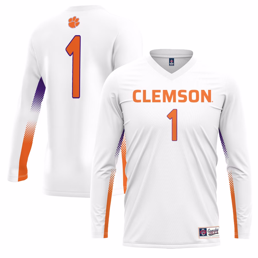 #1 Clemson Tigers GameDay Greats Youth Lightweight Women's Volleyball Jersey - White - ujerseystore