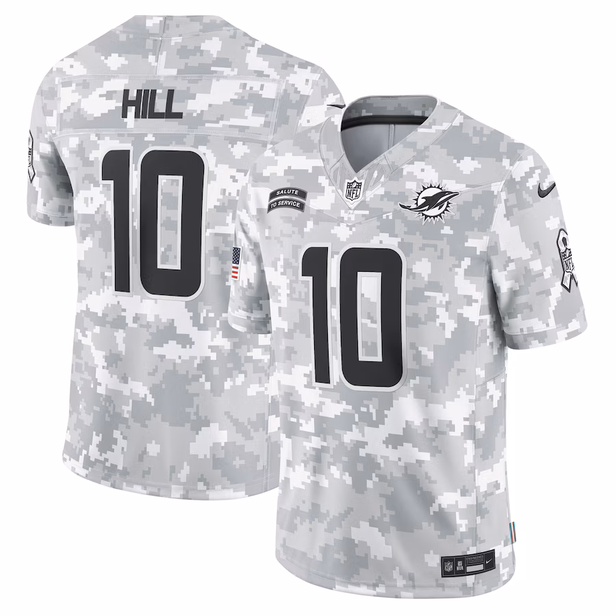 Men's Miami Dolphins Tyreek Hill Nike Arctic Camo 2024 Salute to Service Limited Jersey - ujerseystore