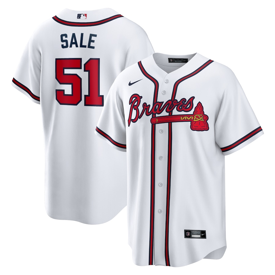Men's Atlanta Braves Chris Sale Nike White Home Replica Jersey - ujerseystore