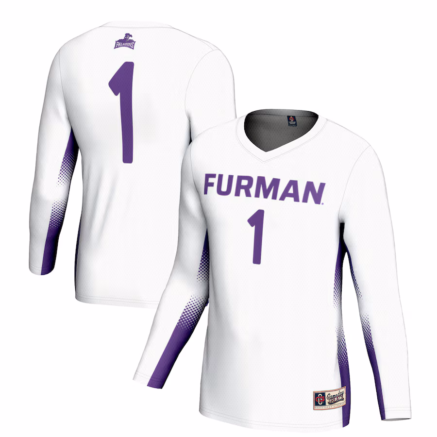 Youth GameDay Greats #1 White Furman Paladins Lightweight Women's Volleyball Jersey - ujerseystore