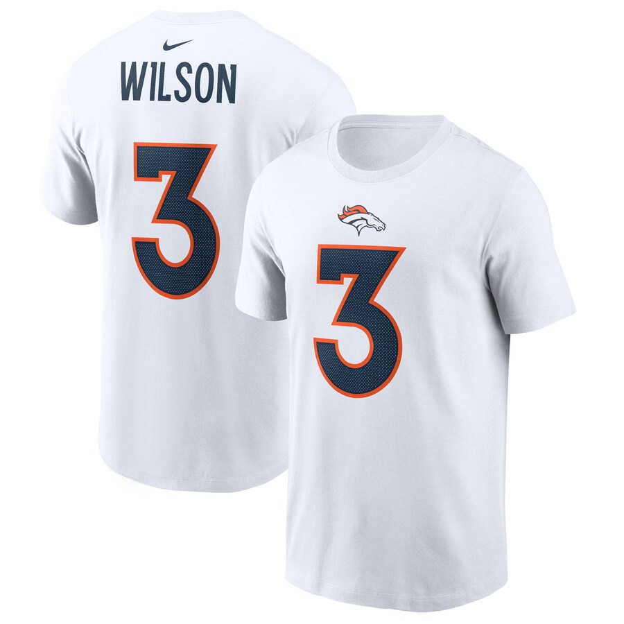 Men's Denver Broncos Russell Wilson Nike White Player Name & Number T-Shirt - ujerseystore