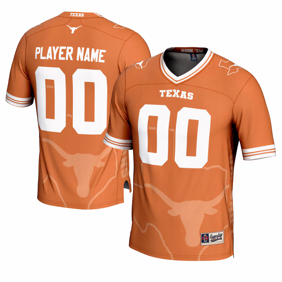 Texas Longhorns GameDay Greats Icon Print NIL Pick-A-Player Football Jersey - Texas Orange - ujerseystore