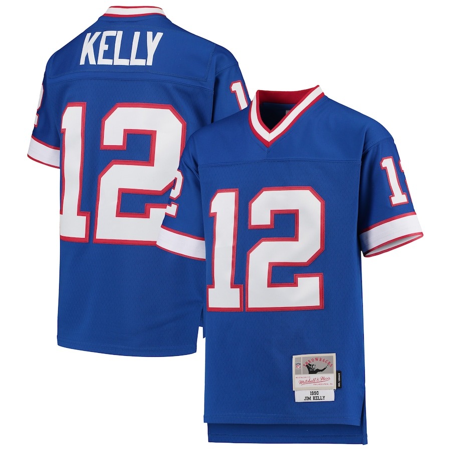 Youth Buffalo Bills Jim Kelly Mitchell & Ness Royal 1990 Legacy Retired Player Jersey - ujerseystore