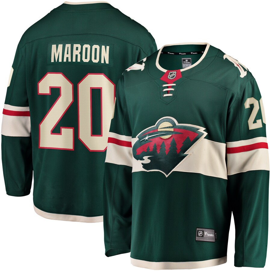 Men's Minnesota Wild Pat Maroon Fanatics Branded Green Home Breakaway Jersey - ujerseystore