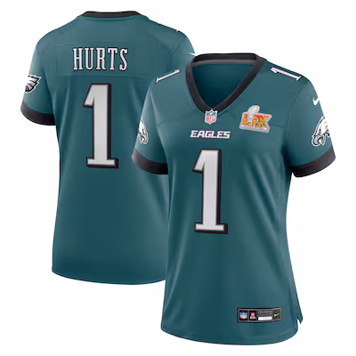 Women's Philadelphia Eagles Jalen Hurts Nike Midnight Green Super Bowl LIX Game Player Jersey - ujerseystore