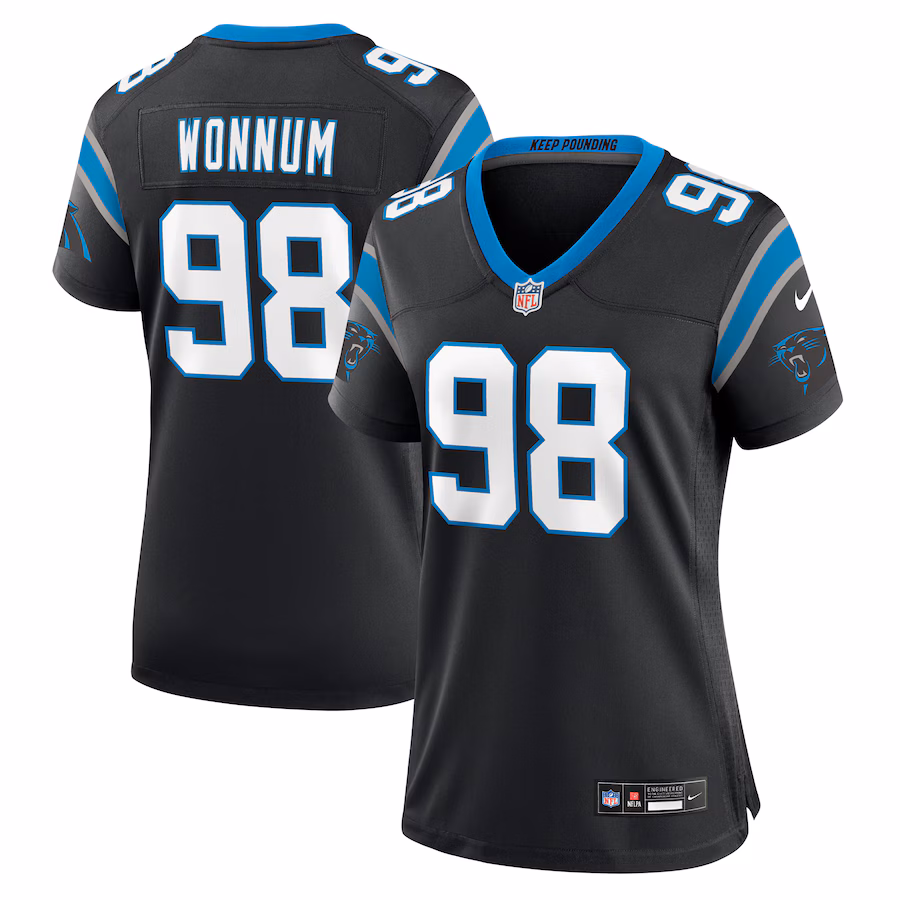 Women's Carolina Panthers D.J. Wonnum Nike Black Game Jersey - ujerseystore