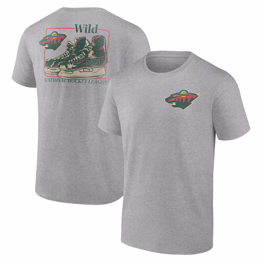 Men's Minnesota Wild Heather Gray Glory Skates T-Shirt - ujerseystore