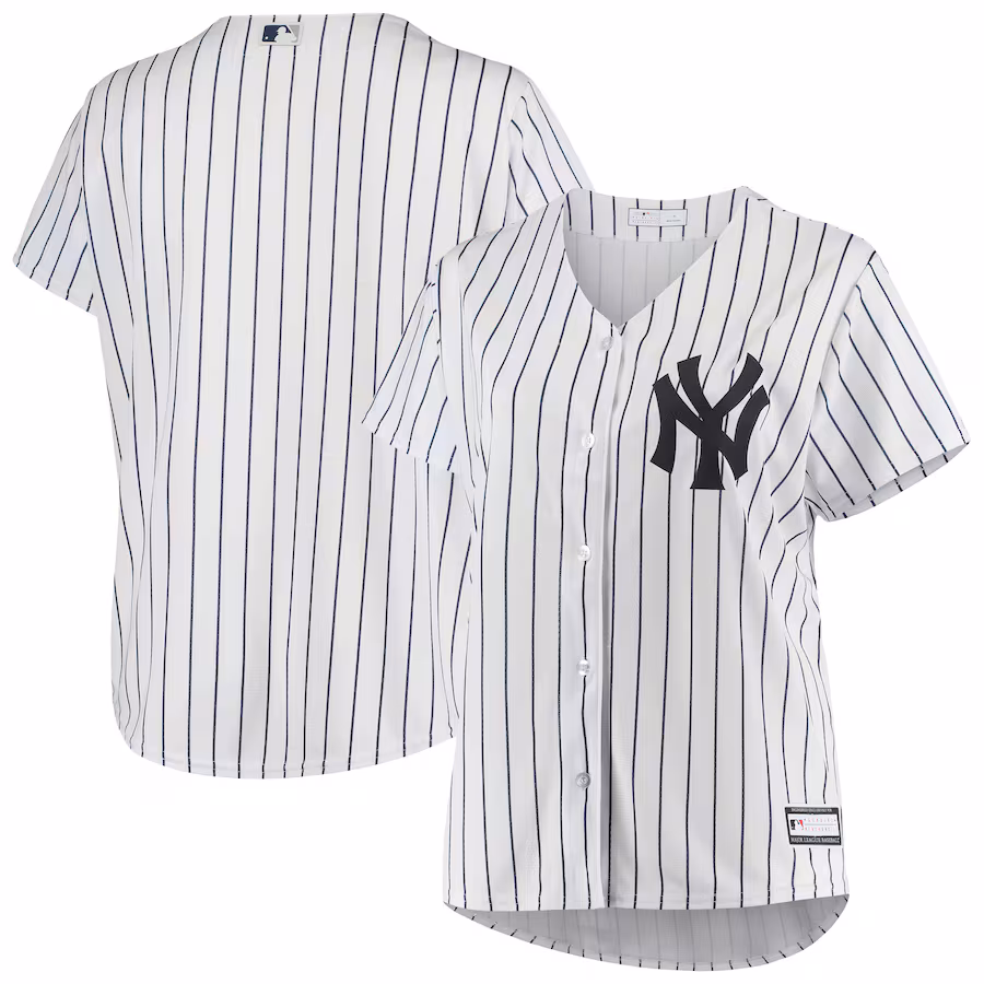 Women's New York Yankees White Plus Size Sanitized Replica Team Jersey - ujerseystore