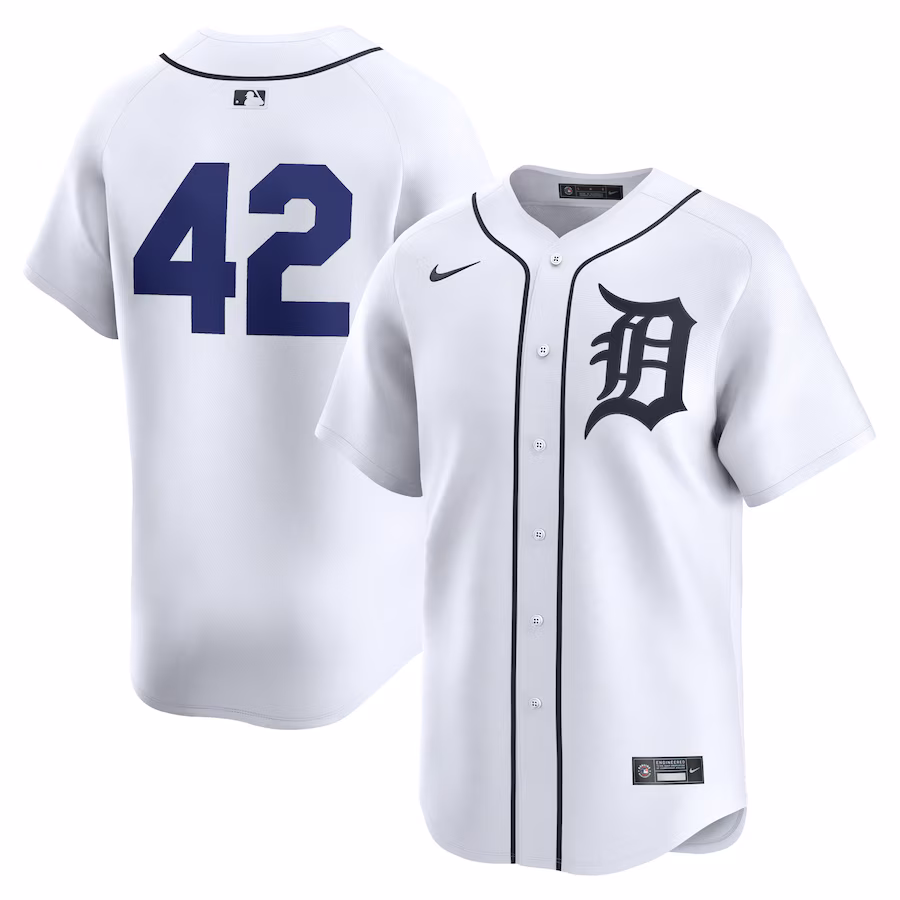 Men's Detroit Tigers  Nike White 2024 Jackie Robinson Day Home Limited Jersey - ujerseystore