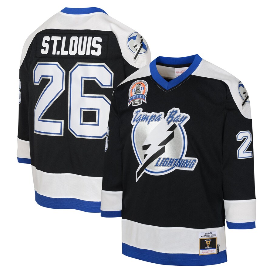 Youth Tampa Bay Lightning Martin St. Louis Mitchell & Ness Black 2003 Blue Line Player Jersey - ujerseystore