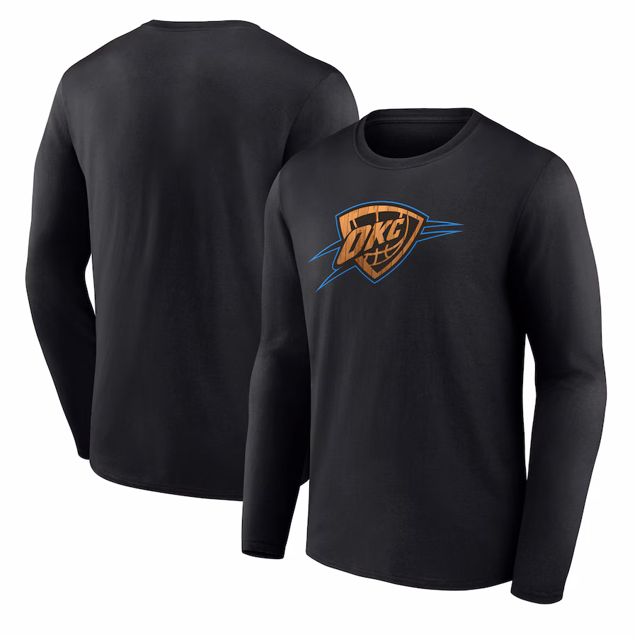Men's Oklahoma City Thunder  Black Hardwood Long Sleeve T-Shirt - ujerseystore