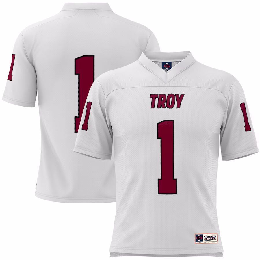 #1 Troy University Trojans GameDay Greats Youth Football Jersey - White - ujerseystore