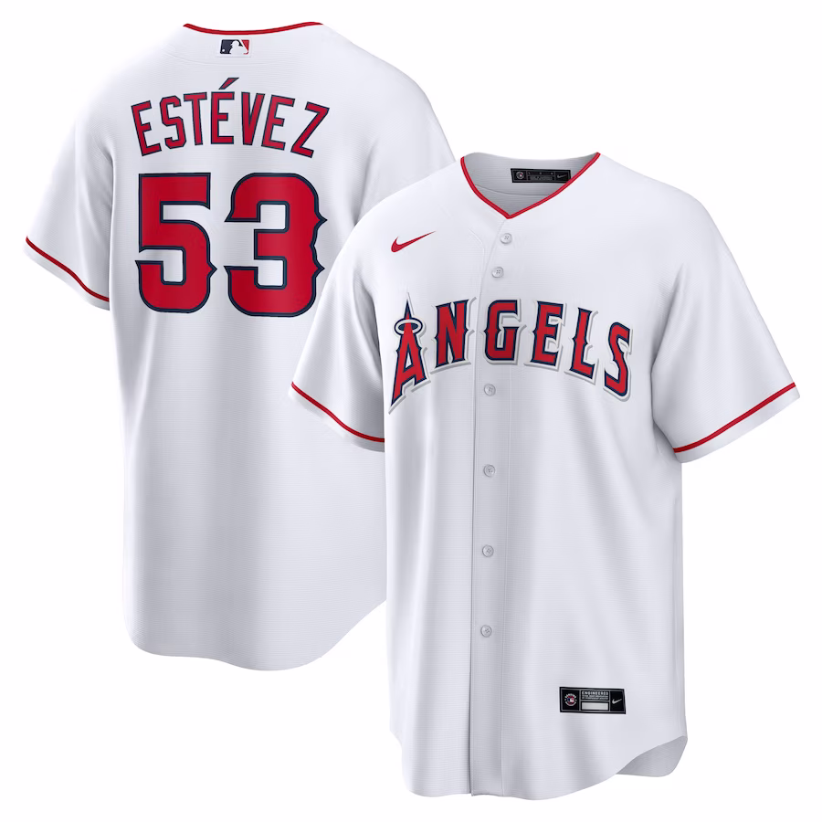 Men's Los Angeles Angels Carlos Estévez Nike White Home  Replica Player Jersey - ujerseystore