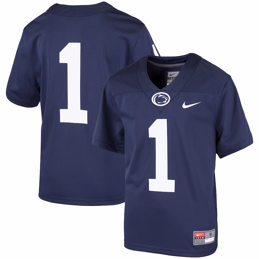 #1 Penn State Nittany Lions Nike Youth Team Replica Football Jersey - Navy - ujerseystore