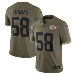 Men's Kansas City Chiefs #58 Derrick Thomas 2022 Olive Salute To Service Limited Stitched Jersey - ujerseystore