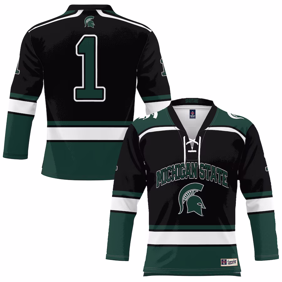 #1 Michigan State Spartans GameDay Greats Hockey Jersey - Black - ujerseystore