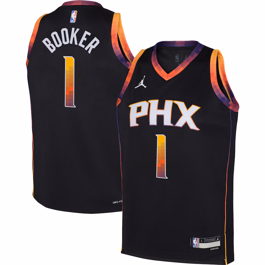 Youth Phoenix Suns Devin Booker Jordan Brand Black Swingman Jersey - Statement Edition - ujerseystore