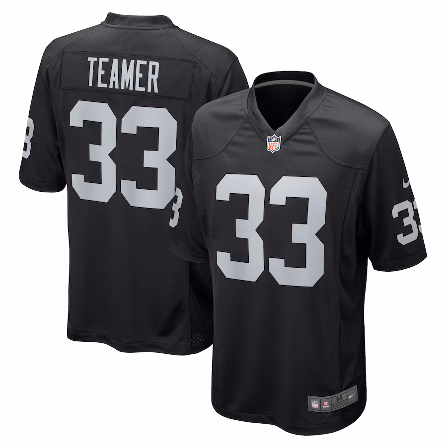 Men's Las Vegas Raiders Roderic Teamer Nike Black Game Jersey - ujerseystore