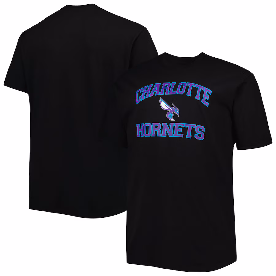 Men's Charlotte Hornets Black Big & Tall Heart & Soul T-Shirt - ujerseystore