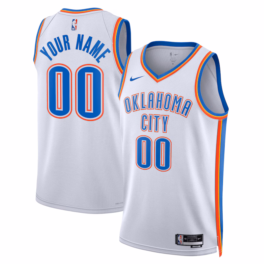 Unisex Oklahoma City Thunder Nike White Swingman Custom Jersey - Association Edition - ujerseystore