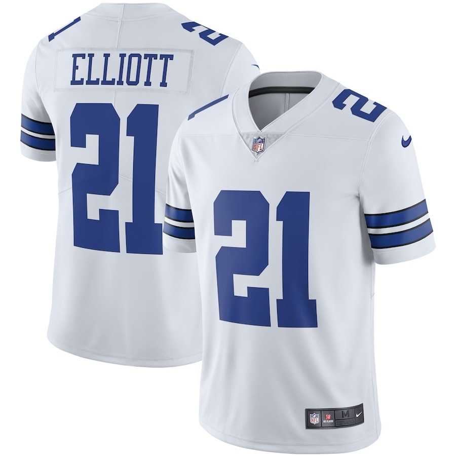 Men's Dallas Cowboys Ezekiel Elliott Nike White Vapor Limited Player Jersey - ujerseystore