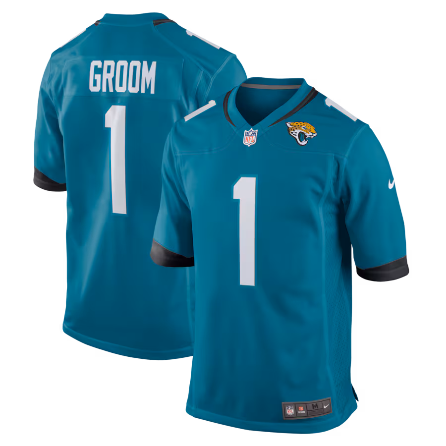 Men's Jacksonville Jaguars Number 1 Groom Nike Teal Game Jersey - ujerseystore
