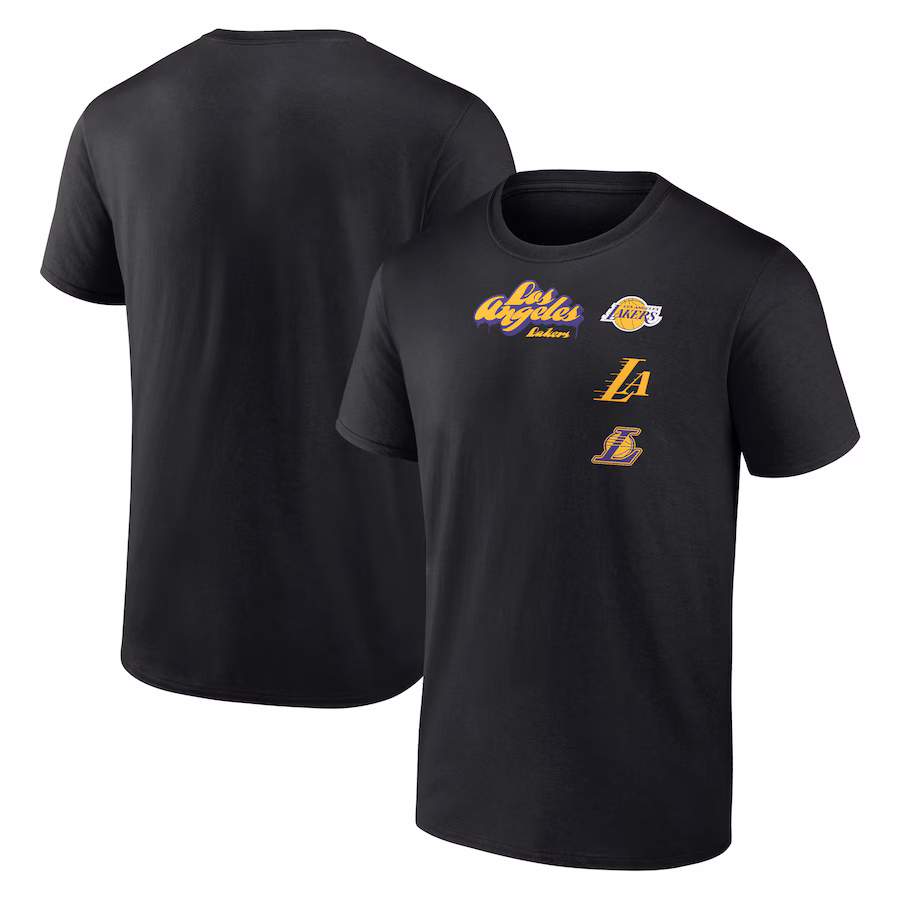 Men's Los Angeles Lakers  Black Graffiti Logo T-Shirt - ujerseystore
