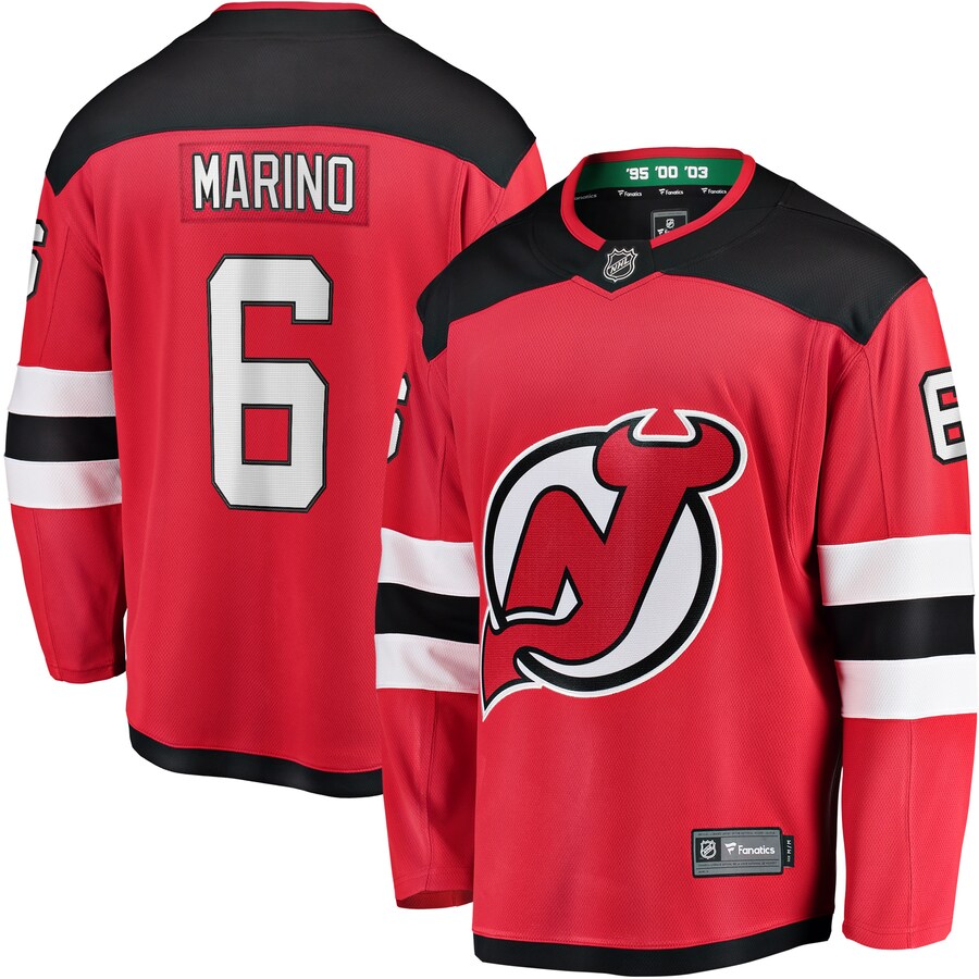 Men's New Jersey Devils John Marino Fanatics Branded Red Home Breakaway Player Jersey - ujerseystore