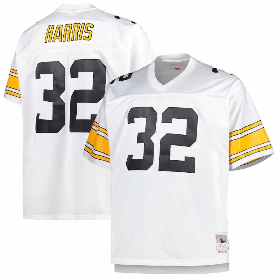 Men's Pittsburgh Steelers Franco Harris Mitchell & Ness White Big & Tall 1976 Retired Player Replica Jersey - ujerseystore