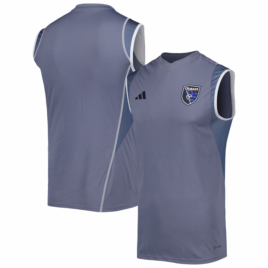 Men's San Jose Earthquakes adidas Gray 2023 On-Field Sleeveless Training Jersey - ujerseystore